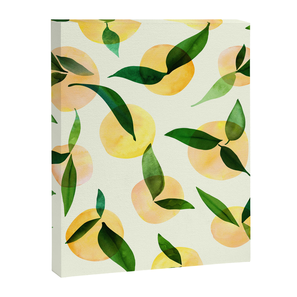 Sunny Lemon Print ~ Yellow and Green Canvas Print Gallery Image 8