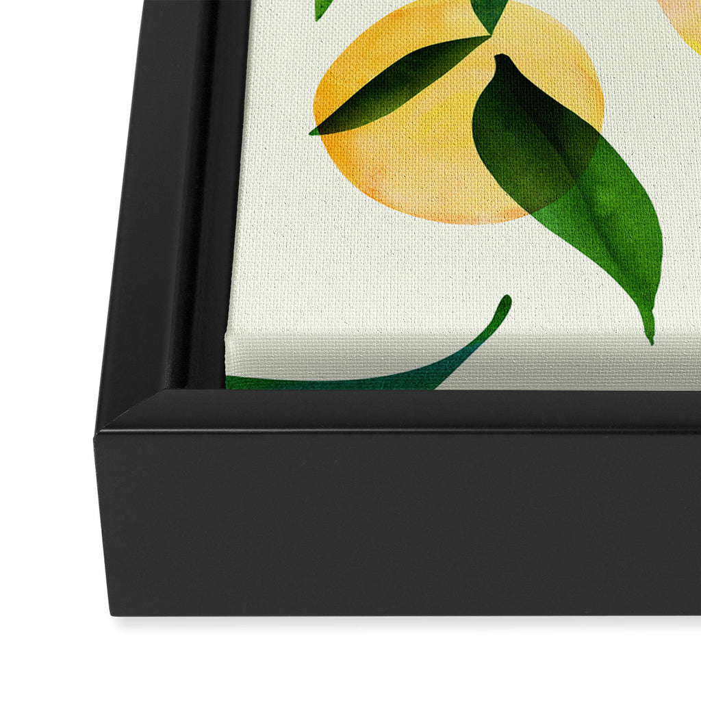 Sunny Lemon Print ~ Yellow and Green Framed Canvas Print Gallery Image 3