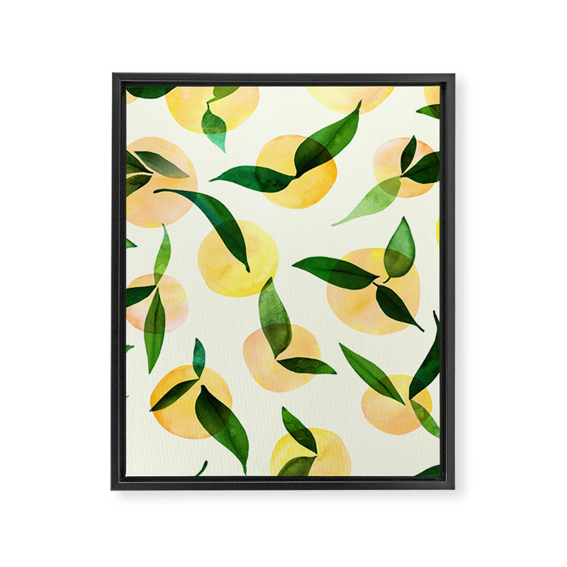 Sunny Lemon Print ~ Yellow and Green Framed Canvas Print Gallery Image 8
