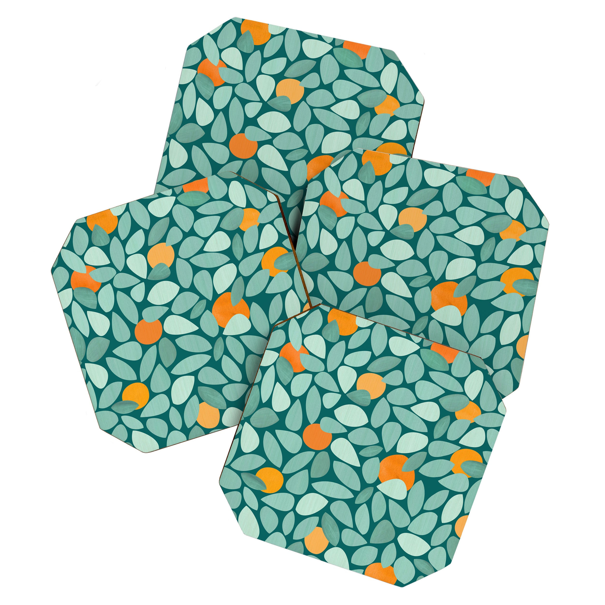 Sunny Orange Grove Abstract Pattern Coaster Gallery Image 1