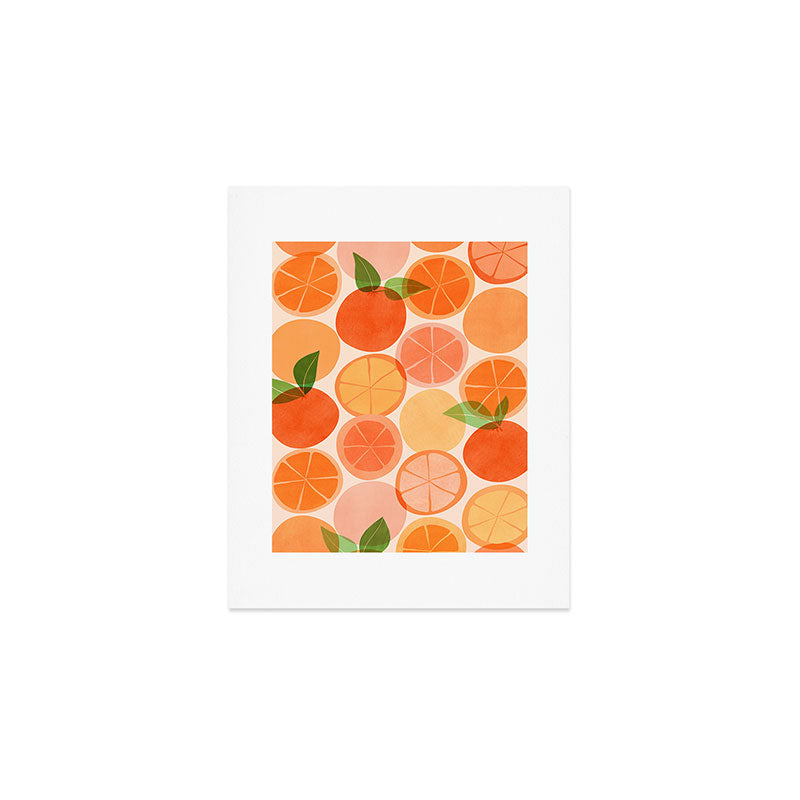 Sunny Oranges Tropical Fruit Illustration Art Print Gallery Image 1