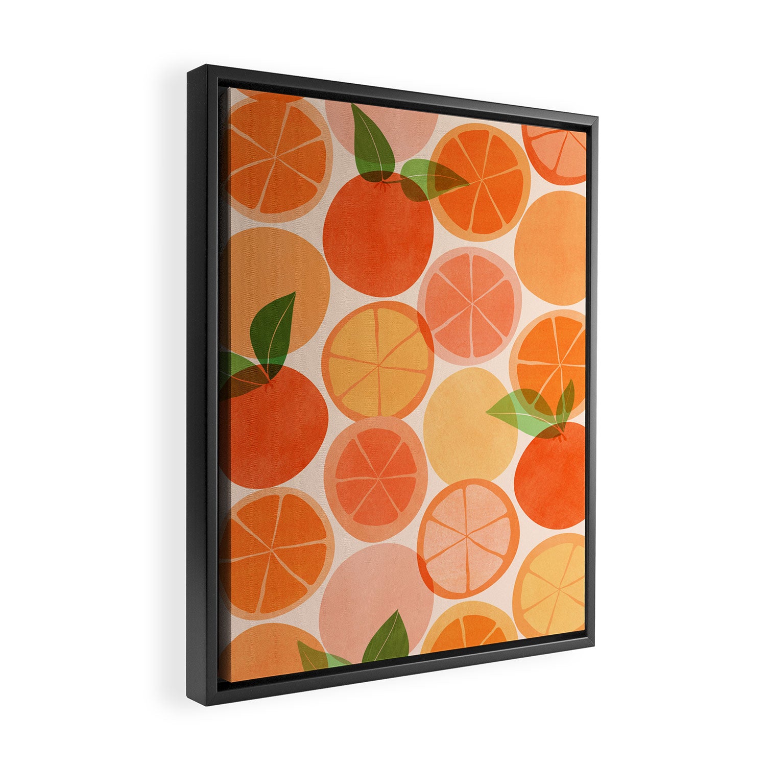 Sunny Oranges Tropical Fruit Illustration Framed Canvas Print Gallery Image 2
