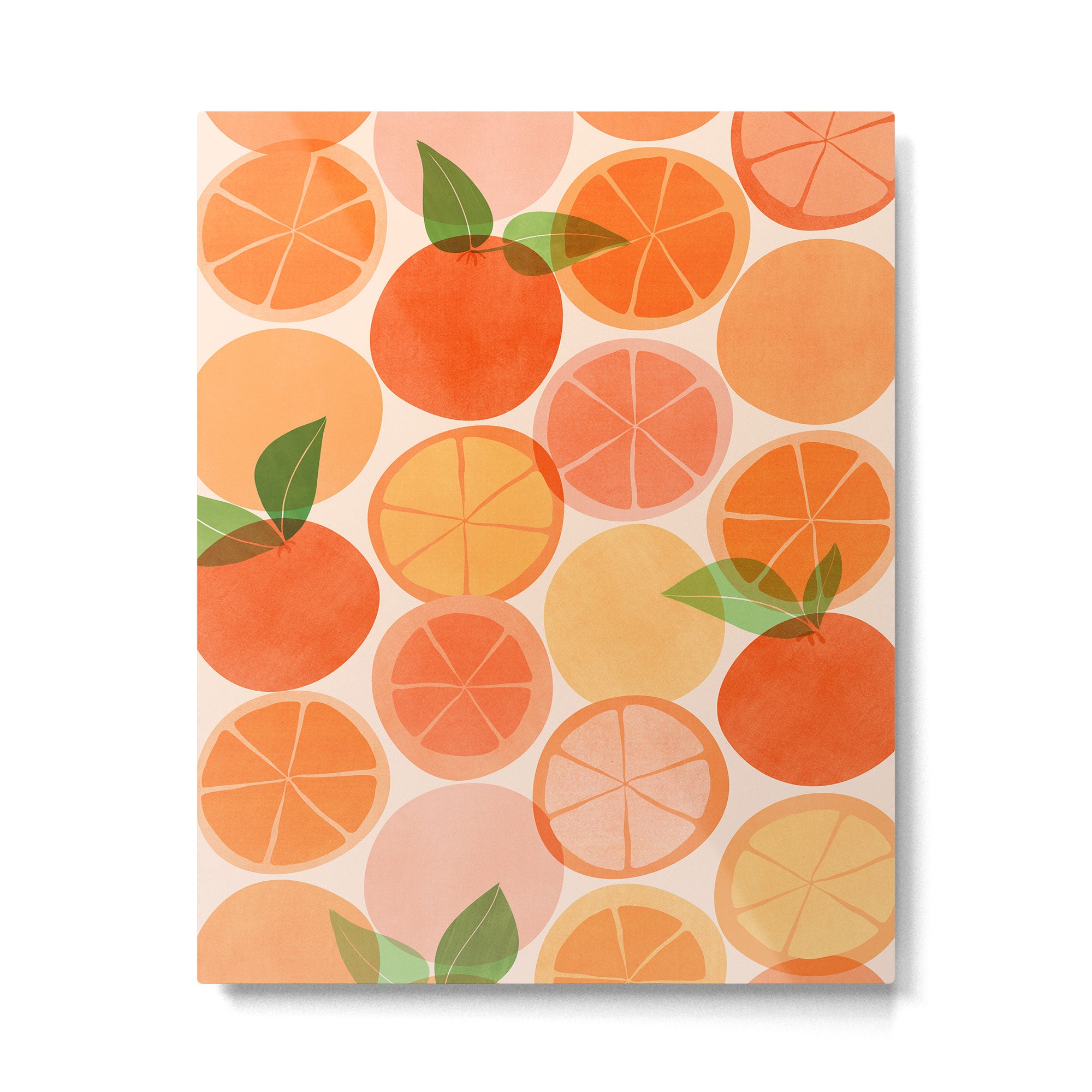 Sunny Oranges Tropical Fruit Illustration Metal Print Gallery Image 6