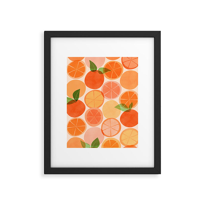 Sunny Oranges Tropical Fruit Illustration Framed Art Print Gallery Image 6