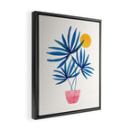 Sunny Palms in Indigo and Pink Framed Canvas Print Gallery Image 2