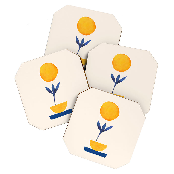 Sunny Sprout Modernist Abstract Botanic Coaster Gallery Image 1