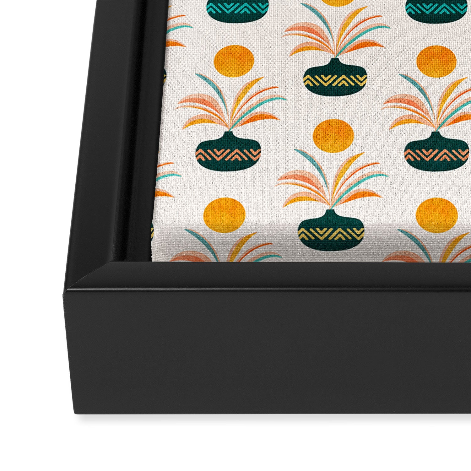 Sunny Palm Trees Pattern Framed Canvas Print Gallery Image 3