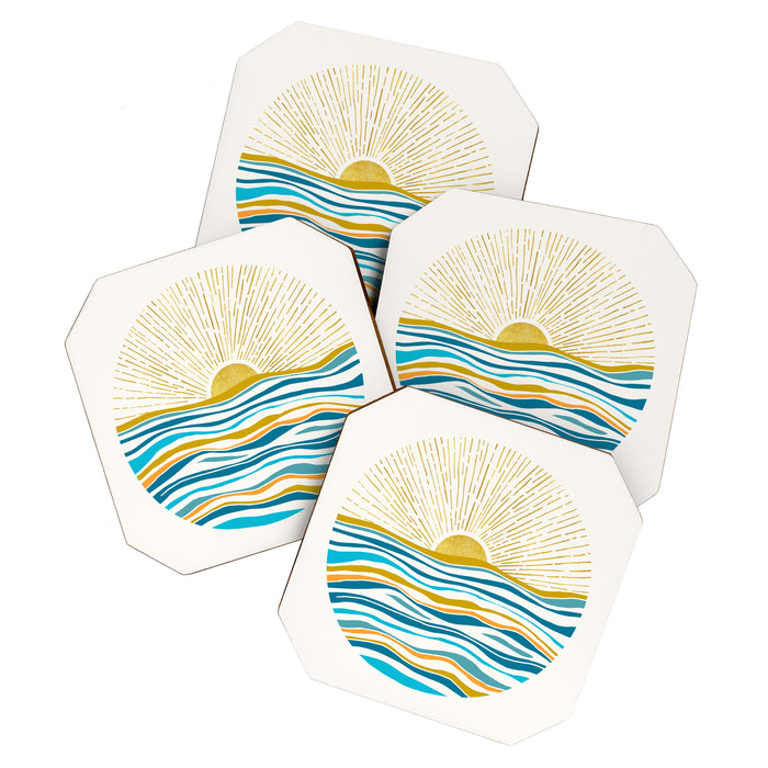 Sunrise At Sea Abstract Landscape Coaster Gallery Image 1