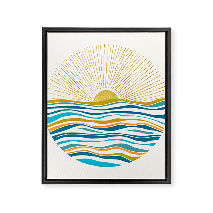 Sunrise At Sea Abstract Landscape Framed Canvas Print Gallery Image 1