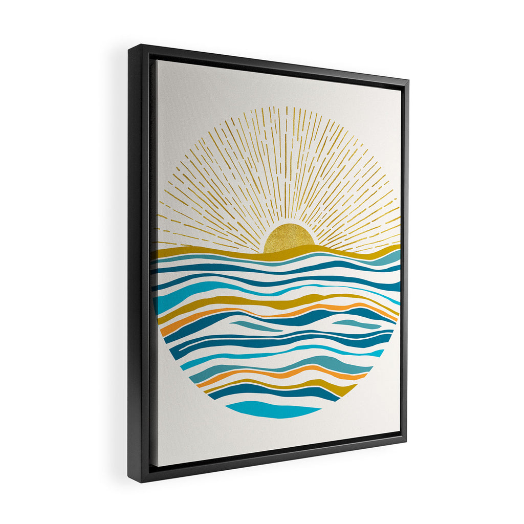 Sunrise At Sea Abstract Landscape Framed Canvas Print Gallery Image 2