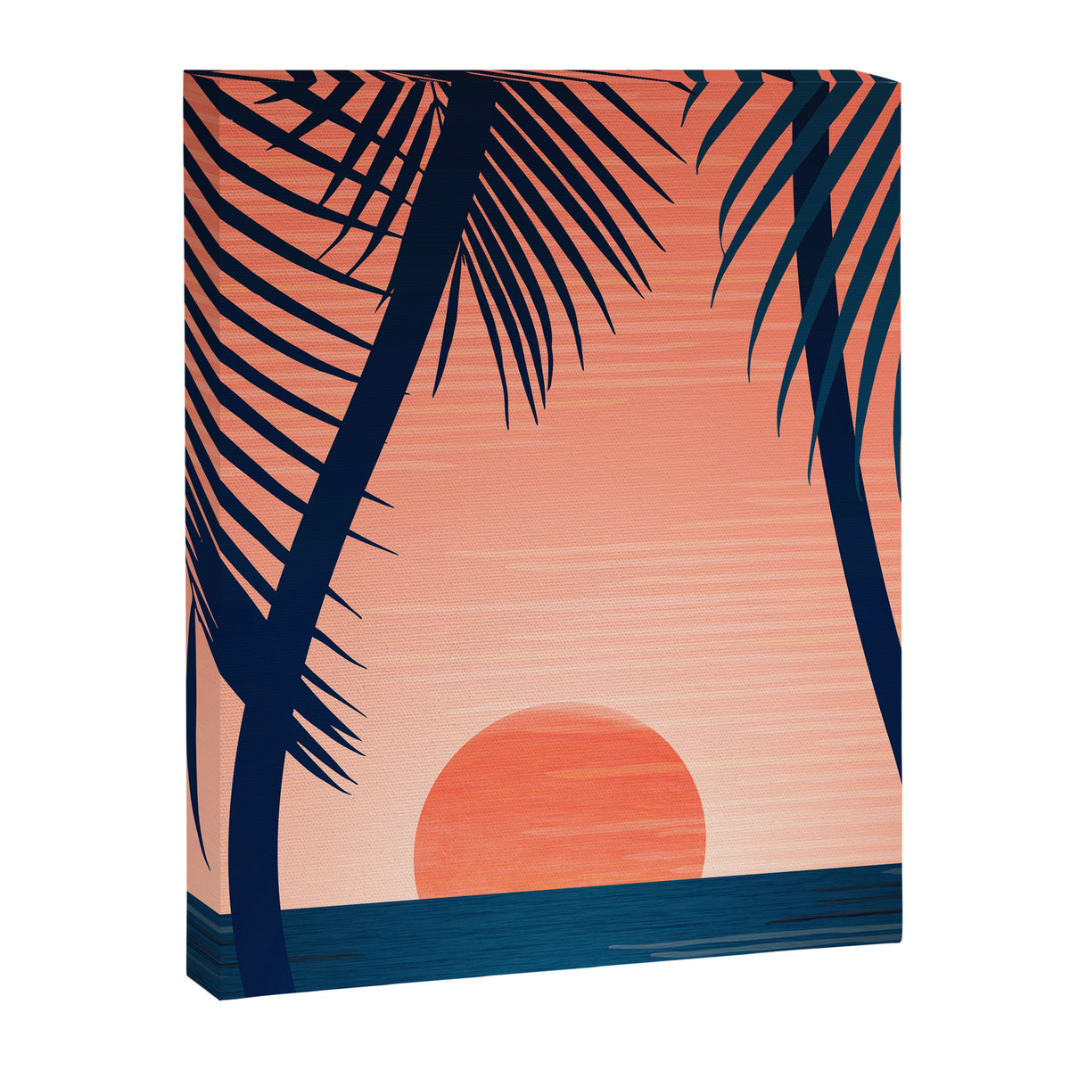 Sunset Palms - Peach Navy Palette Canvas Print Gallery Image 8
