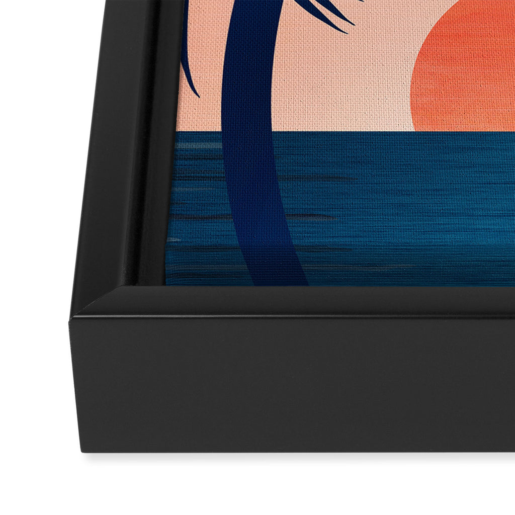 Sunset Palms - Peach Navy Palette Framed Canvas Print Gallery Image 3