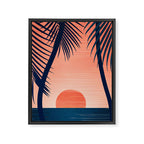 Sunset Palms - Peach Navy Palette Framed Canvas Print Gallery Image 8
