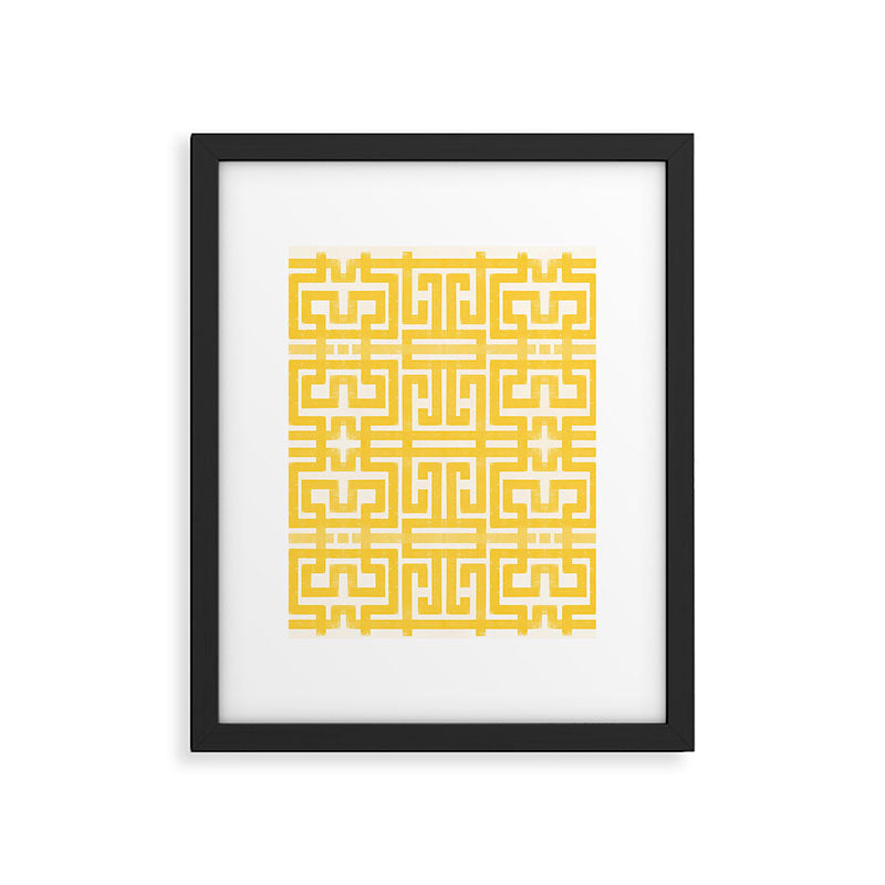 Sunshine Labyrinth - Yellow Geometric  Framed Art Print Gallery Image 6