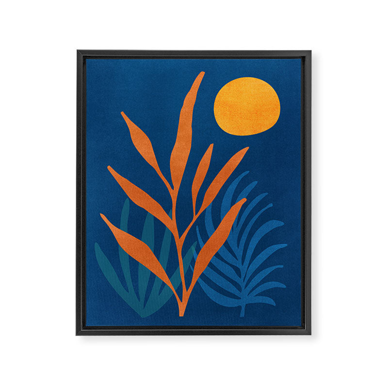 Super Moon Landscape in Blue and Orange Framed Canvas Print Gallery Image 6
