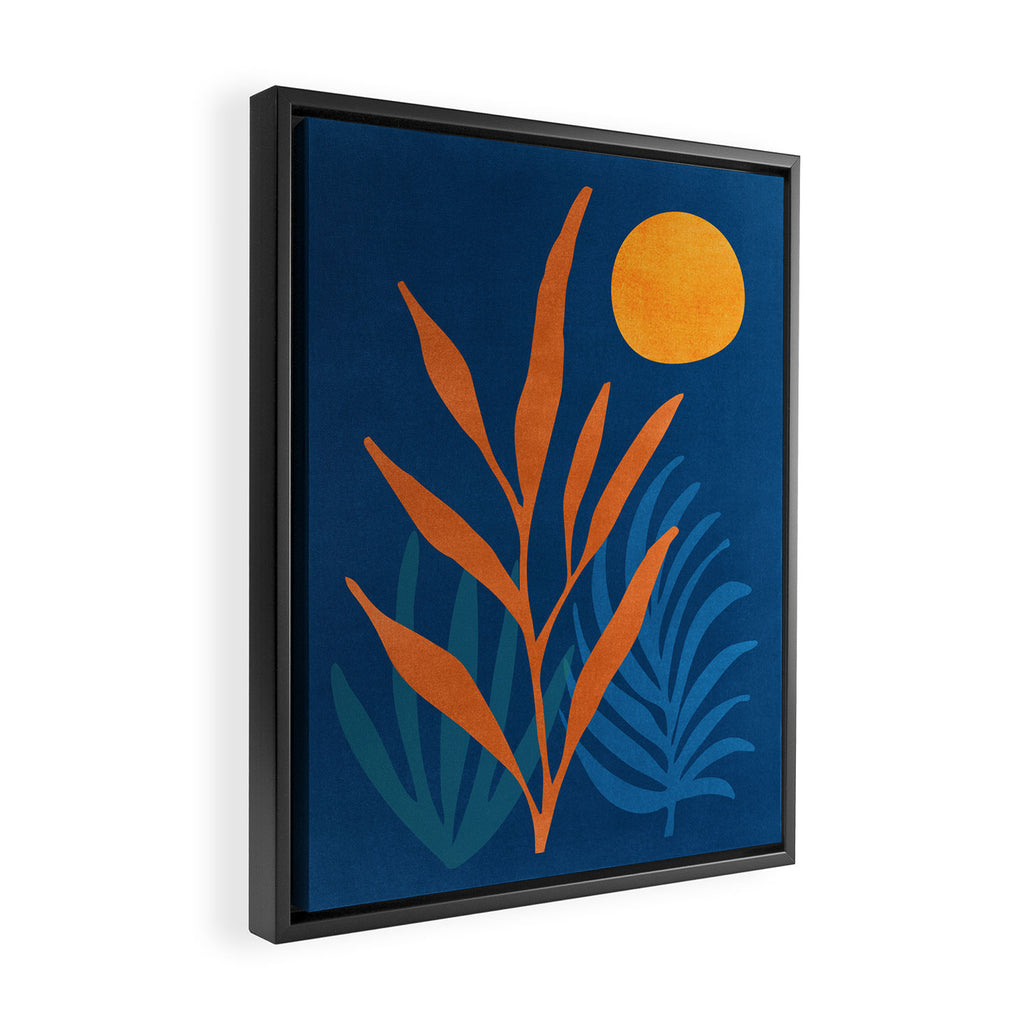 Super Moon Landscape in Blue and Orange Framed Canvas Print Gallery Image 2