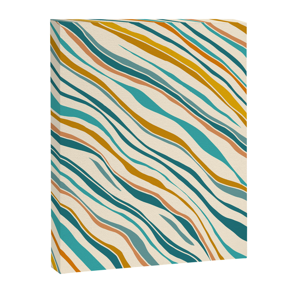  Teal and Gold Ocean Stripes Canvas Print Gallery Image 8