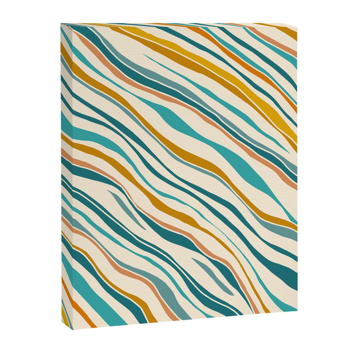  Teal and Gold Ocean Stripes Canvas Print Gallery Image 8