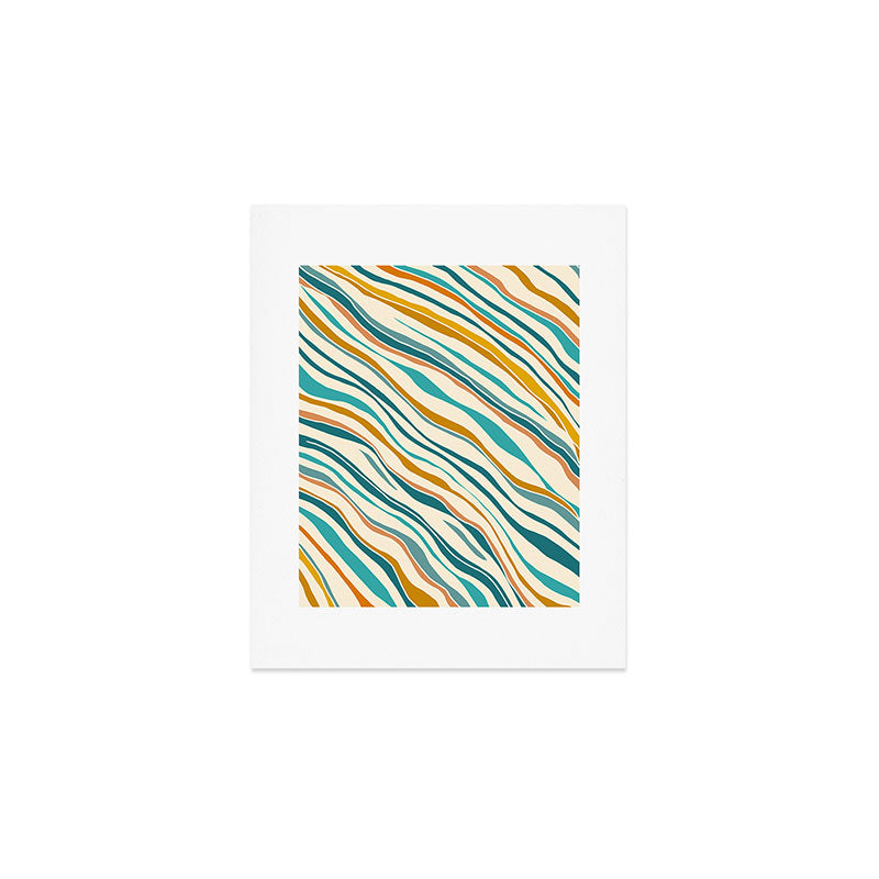  Teal and Gold Ocean Stripes Art Print Gallery Image 1