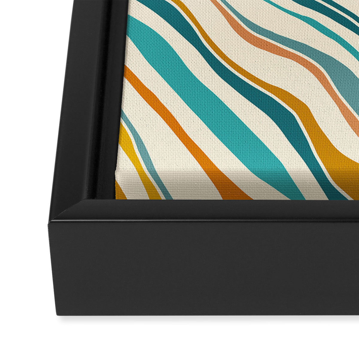  Teal and Gold Ocean Stripes Framed Canvas Print Gallery Image 3
