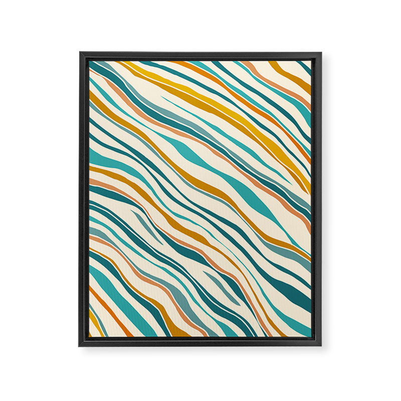  Teal and Gold Ocean Stripes Framed Canvas Print Gallery Image 8