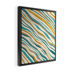  Teal and Gold Ocean Stripes Framed Canvas Print Gallery Image 2