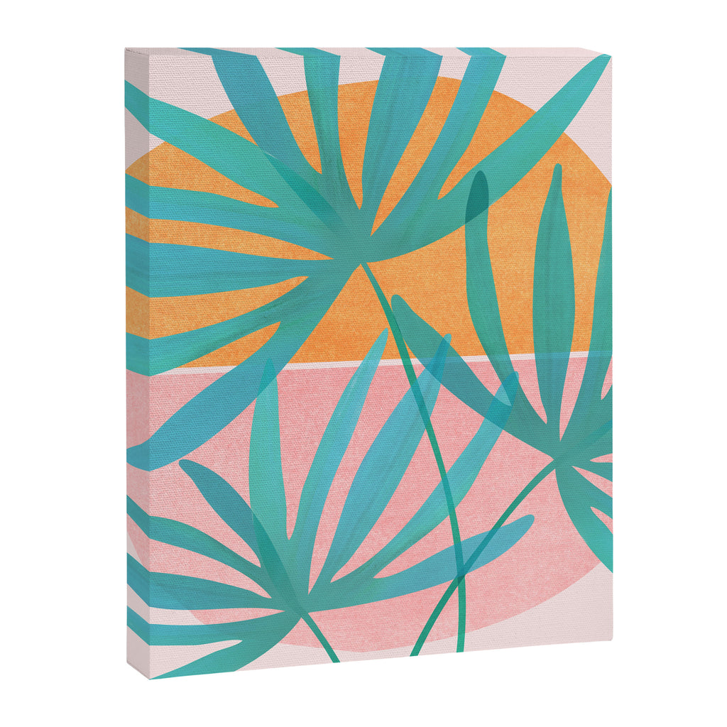 Teal and Pink Retro Sunset Palms Canvas Print Gallery Image 8