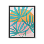 Teal and Pink Retro Sunset Palms Framed Canvas Print Gallery Image 8