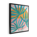Teal and Pink Retro Sunset Palms Framed Canvas Print Gallery Image 2