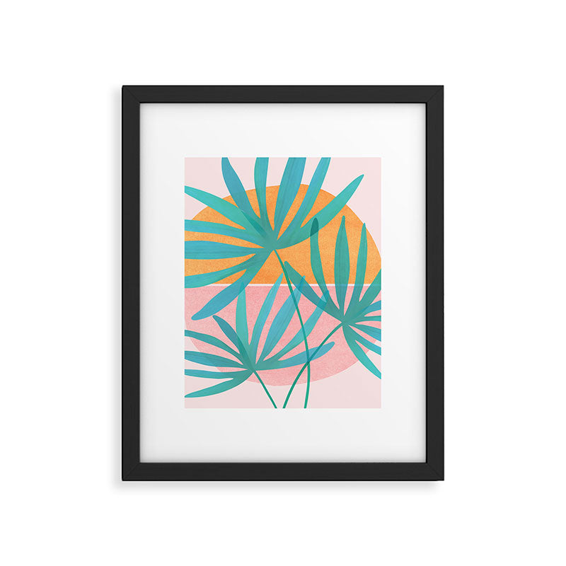 Teal and Pink Retro Sunset Palms Framed Art Print Gallery Image 6
