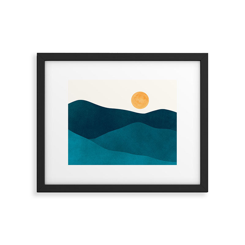 Teal Mountains Minimal Landscape Framed Art Print Gallery Image 5