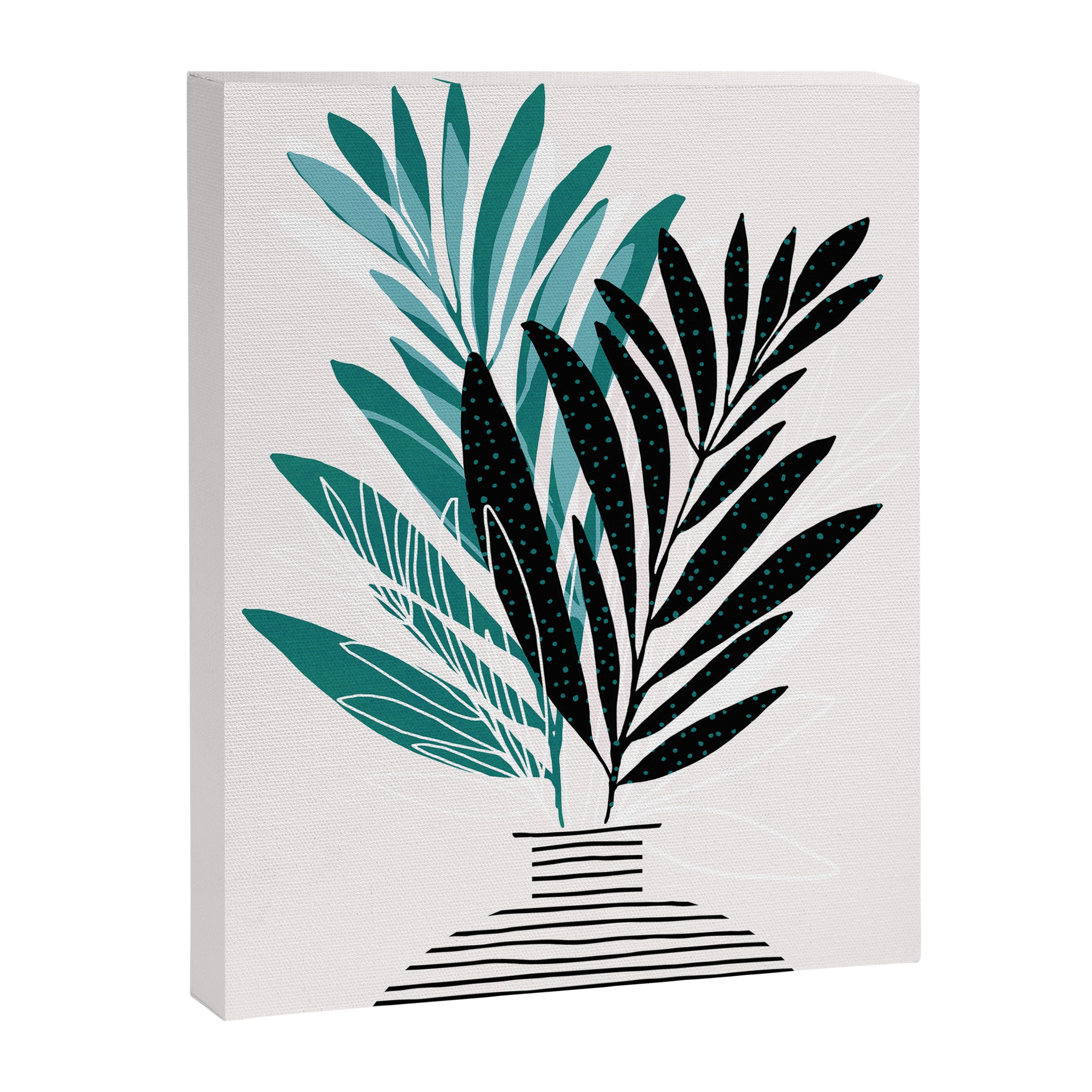 Teal Olive Branches Modern Botanical Canvas Print Gallery Image 6