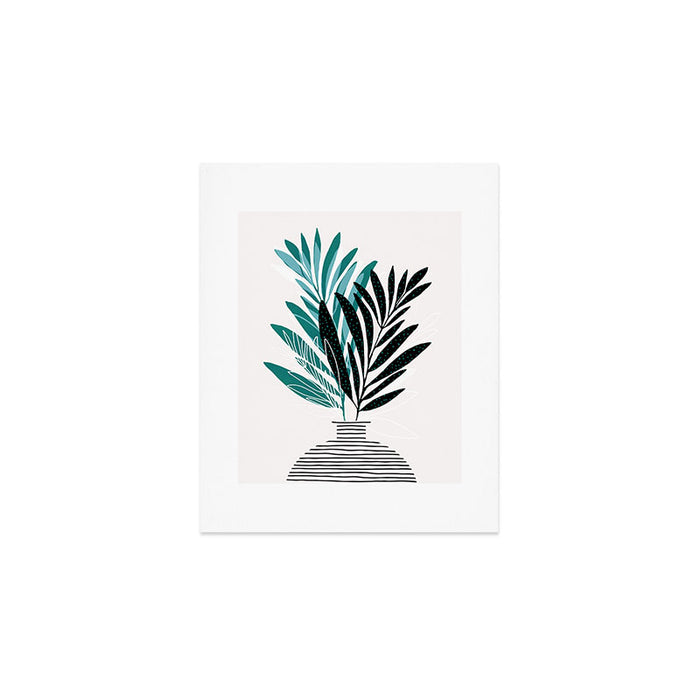 Teal Olive Branches Modern Botanical Art Print Gallery Image 1