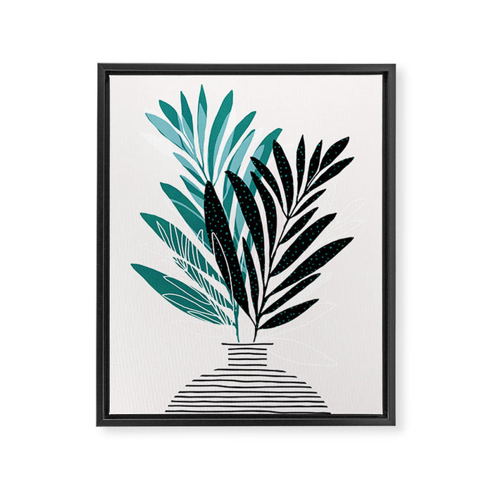 Teal Olive Branches Modern Botanical Framed Canvas Print Gallery Image 1