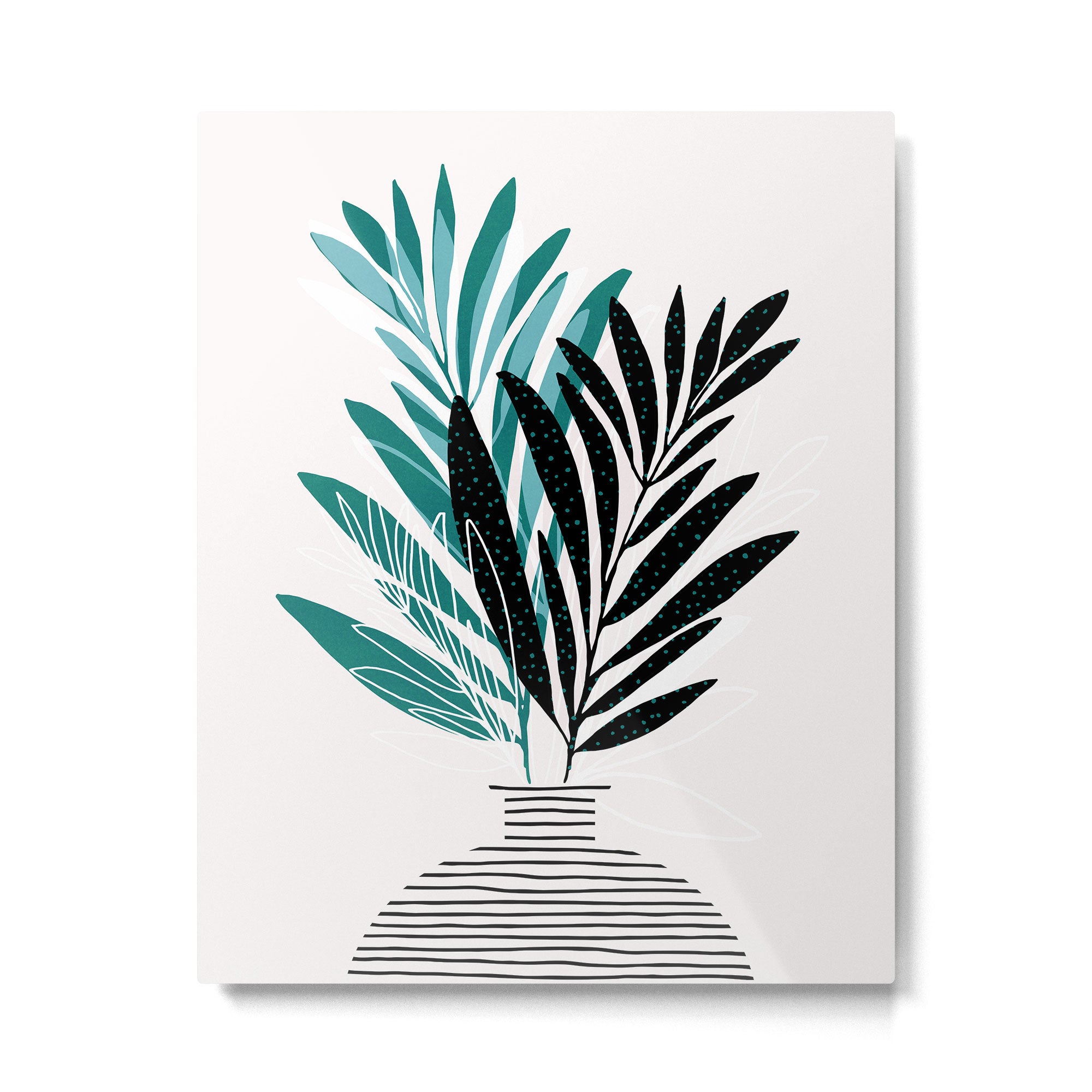 Teal Olive Branches Modern Botanical Metal Print Gallery Image 4