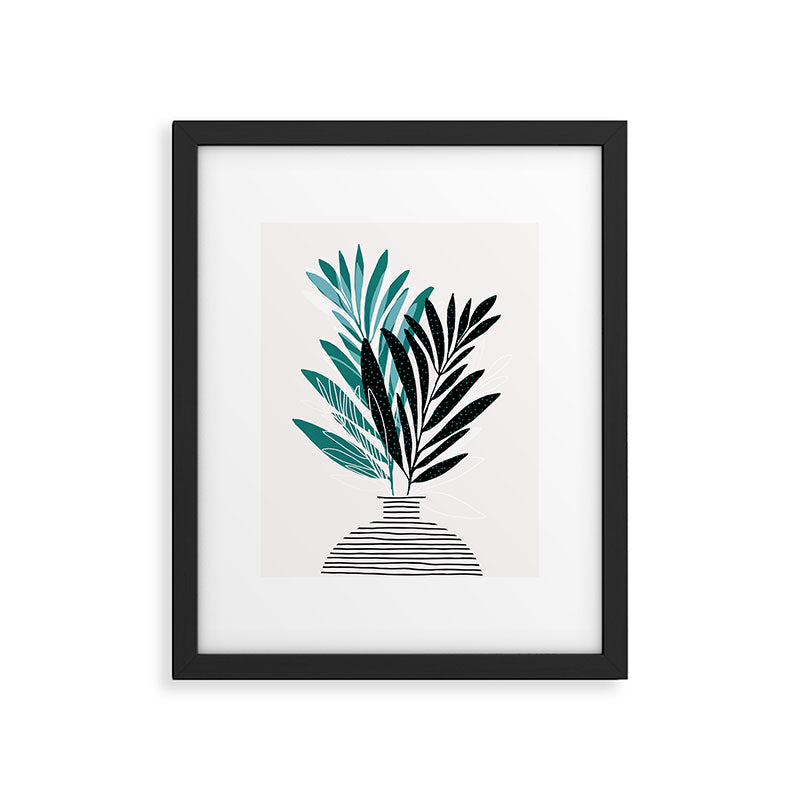 Teal Olive Branches Modern Botanical Framed Art Print Gallery Image 5