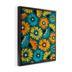 Teal Retro Summer Floral Framed Canvas Print Gallery Image 2
