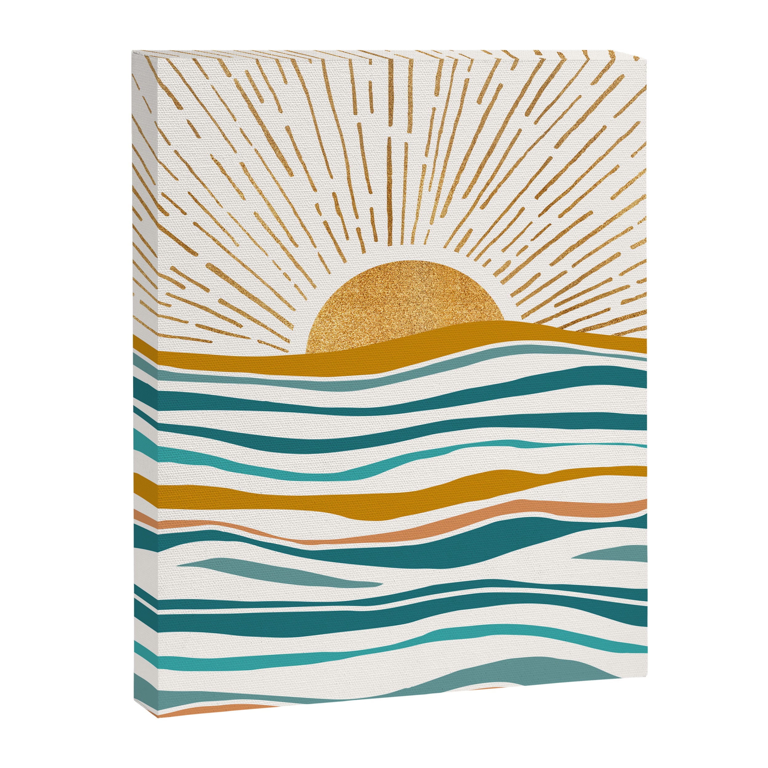 The Sun and The Sea - Gold and Teal Canvas Print Gallery Image 8