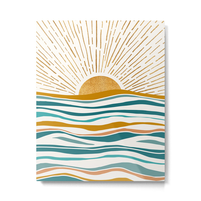 The Sun and The Sea - Gold and Teal Metal Print Gallery Image 1