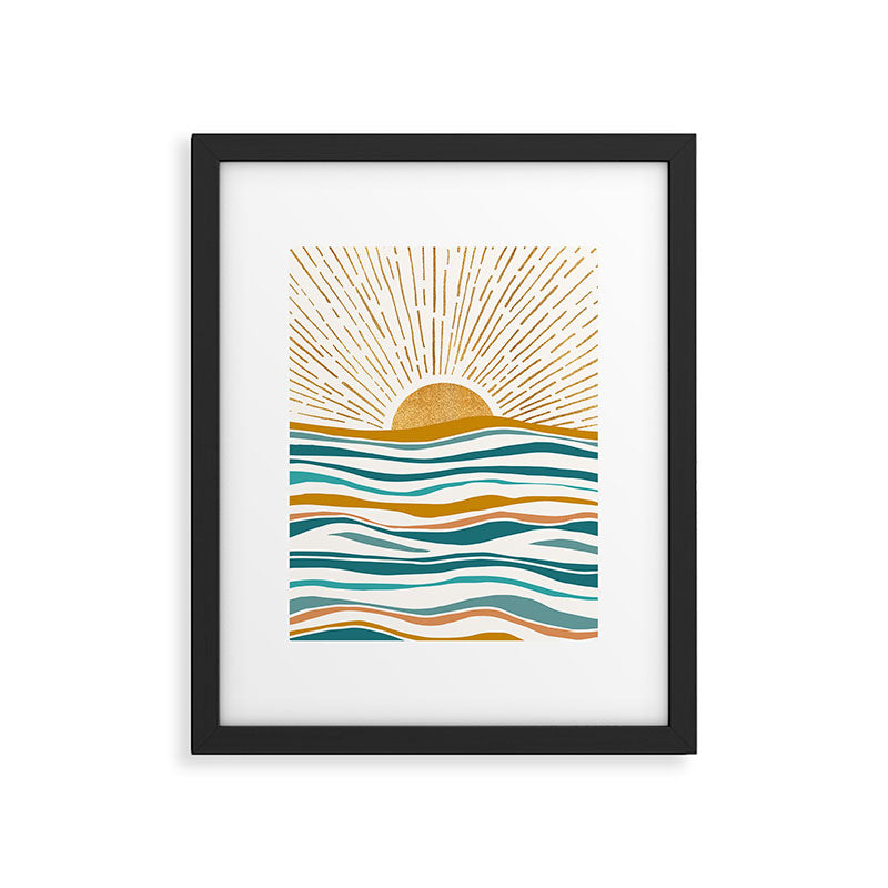 The Sun and The Sea - Gold and Teal Framed Art Print Gallery Image 6