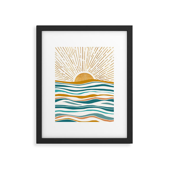 The Sun and The Sea - Gold and Teal Framed Art Print Gallery Image 1
