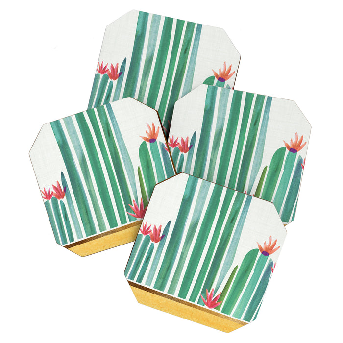 Tiny Cactus Blossoms Collage Coaster Gallery Image 1