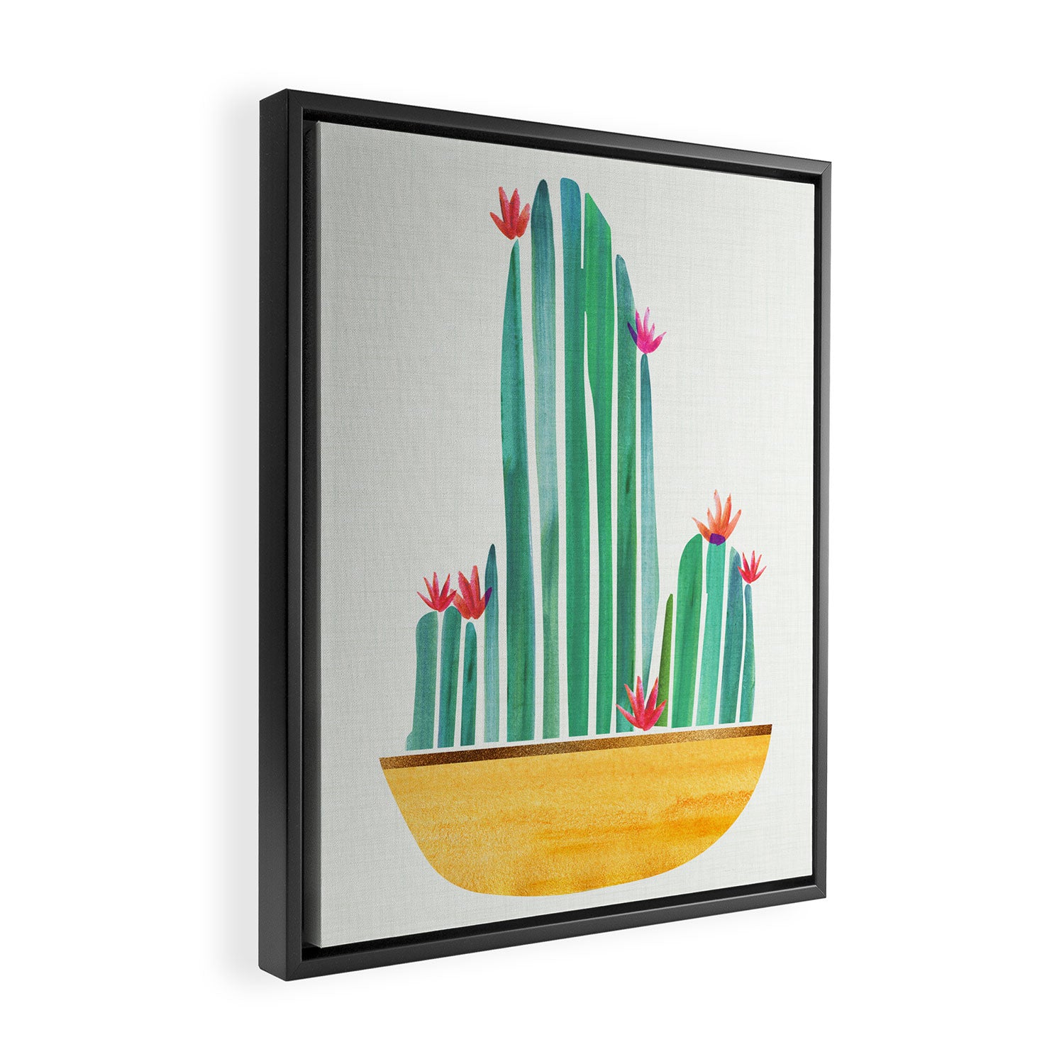Tiny Cactus Blossoms Collage Framed Canvas Print Gallery Image 2