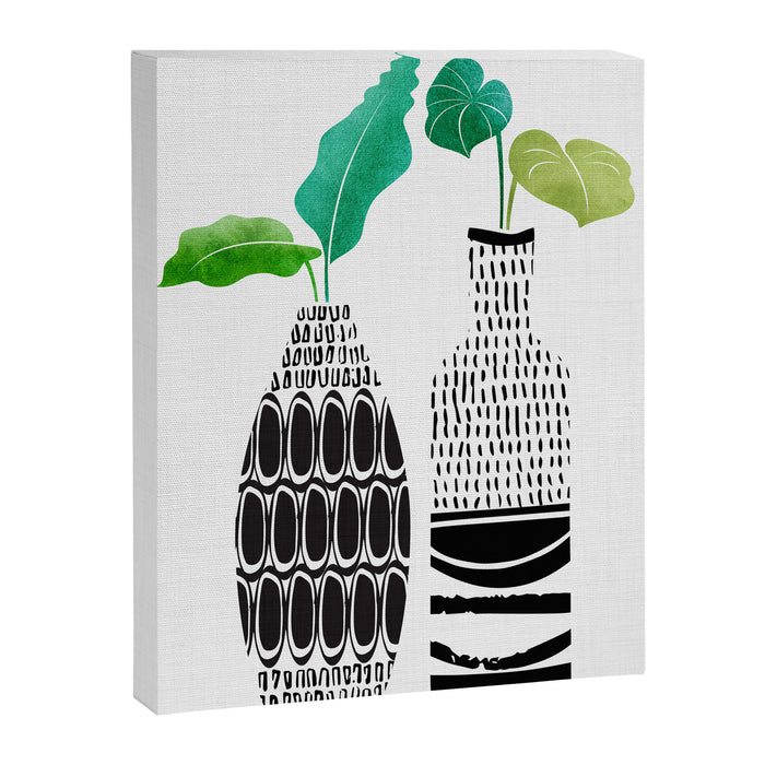 Tribal Vases II with Tropical Greenery Canvas Print Gallery Image 1