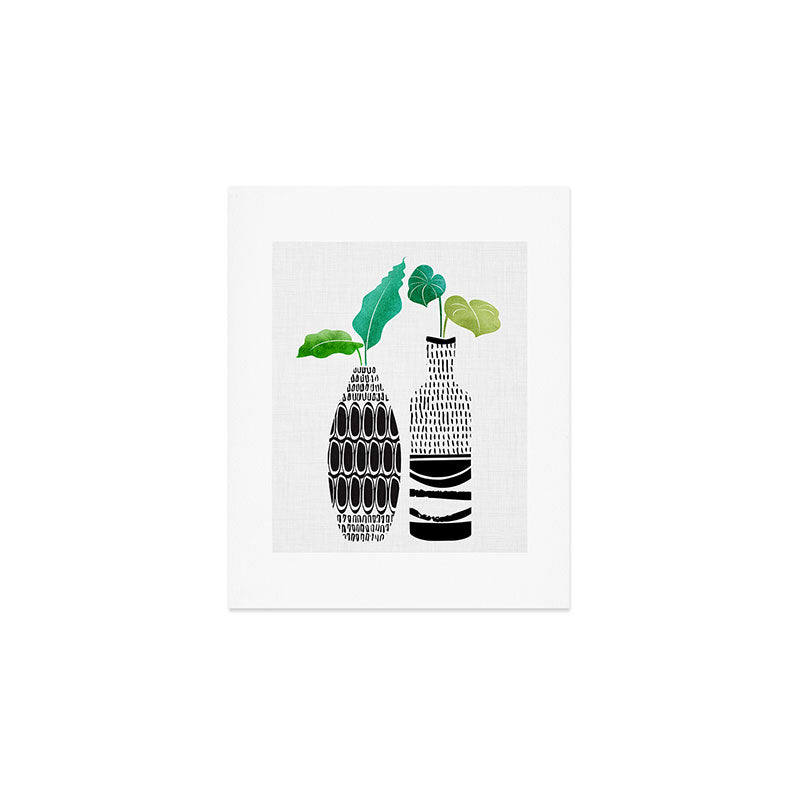 Tribal Vases II with Tropical Greenery Art Print Gallery Image 1