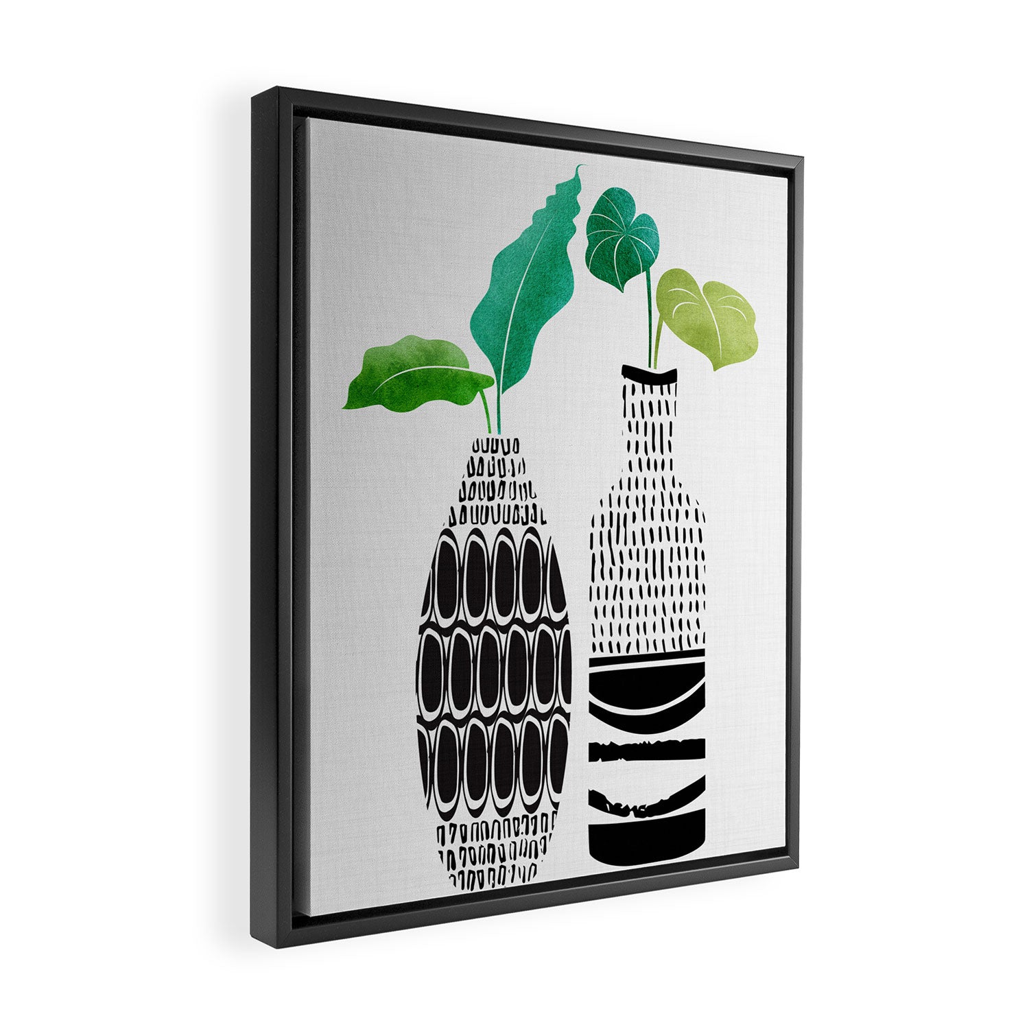 Tribal Vases II with Tropical Greenery Framed Canvas Print Gallery Image 2