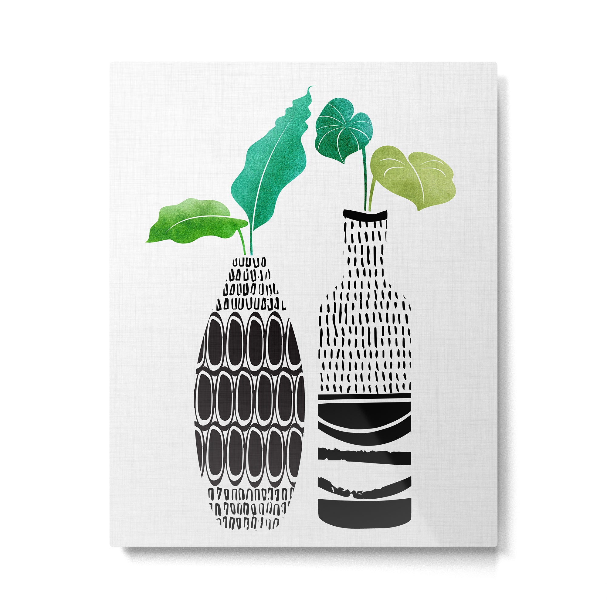 Tribal Vases II with Tropical Greenery Metal Print Gallery Image 4