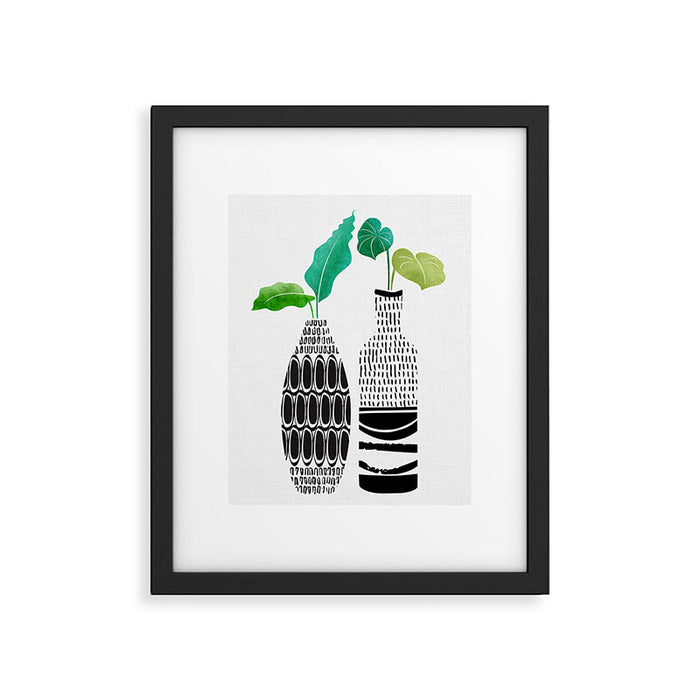 Tribal Vases II with Tropical Greenery Framed Art Print Gallery Image 1