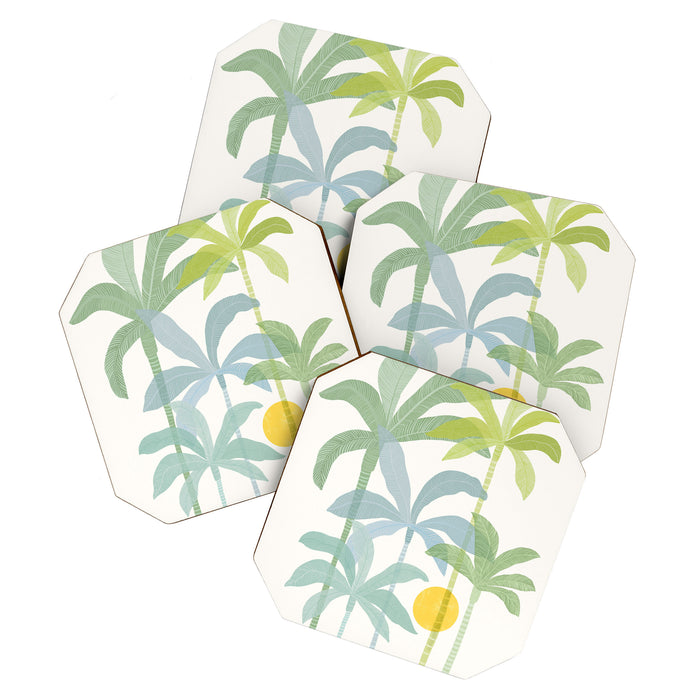 Tropic Sun - palm tree drawing Coaster Gallery Image 1