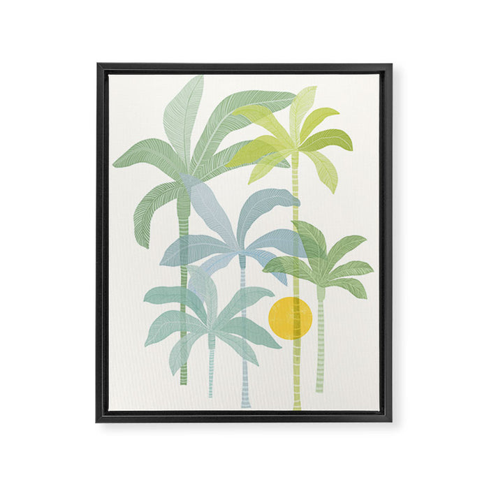 Tropic Sun - palm tree drawing Framed Canvas Print Gallery Image 1